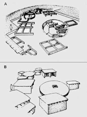 Promachon-Topolnica. A Greek-Bulgarian Archaeological Project 63 Fig. 29. Tell Jerf el Ahmar. Houses around the subterranean circular community building (according to STOREDEUR et al. 2000).