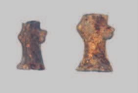 65. 1 2 Fragments of male clay figurines, Phase III;