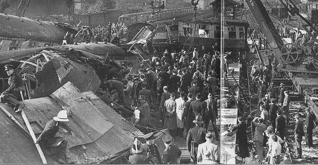 The wreckage was then hit by the down 8am. Liverpool/Manchester express; which was also travelling at 100km/hr.