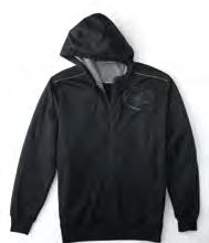 Full-zip front with zipper garage by neck, dropped back.