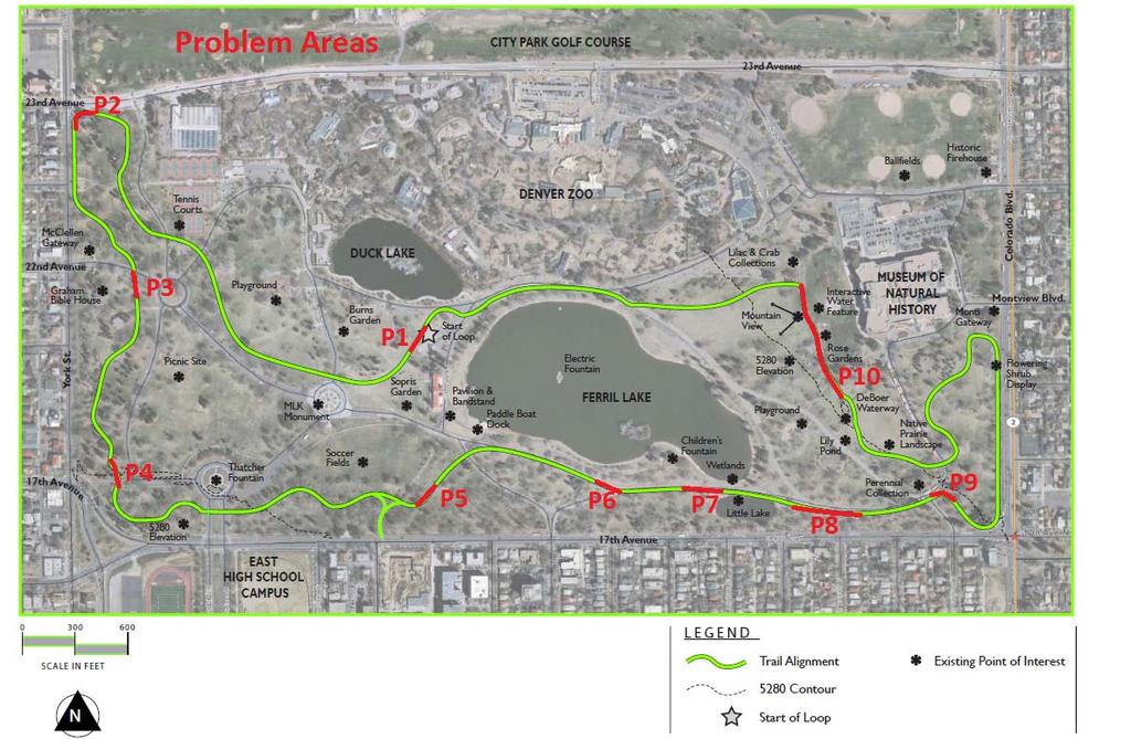 Key Areas for Maintenance: Ten key areas needing specific attention on the Mile High Loop are outlined in the