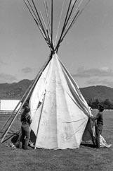 With the heavier tipis, or if you are raising the tipi by yourself, we suggest some additional