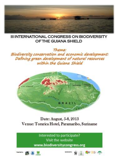 Congress on Biodiversity Guiana Shield Foundation for Biodiversity (GSFBIO) established in
