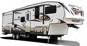 EXTERIOR Features standards & options Laminated aluminum framed sidewalls Enclosed underbelly w/ direct vent heat Fiberglass front cap w/mirror and lights E-Z Lube axles One touch electric awning