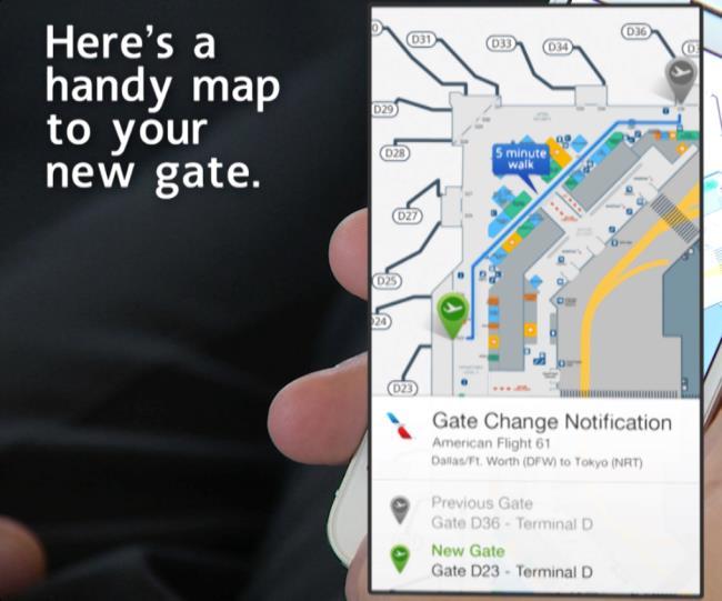 Enriched way finding experience for passengers Gate change event can use beacons to