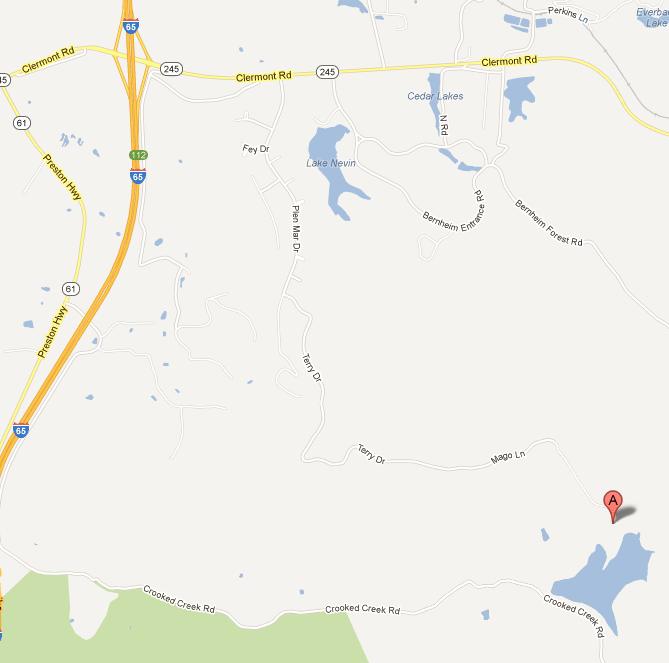 MAP AND DIRECTIONS: CAMP CROOKED CREEK 950 TERRY DRIVE SHEPHERDSVILLE, KY 40165 Camp Crooked Creek is located in Clermont, KY (see map above).