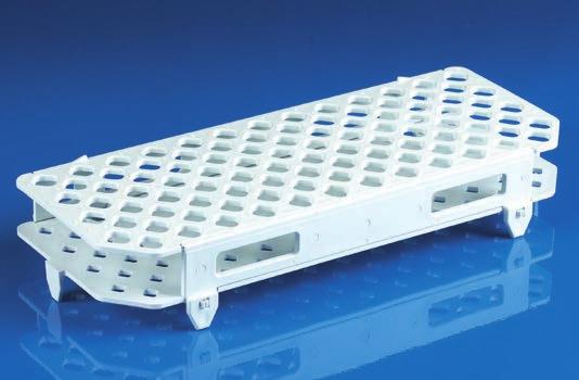 Snap-N-Racks This line of plastic test tube racks are shipped flat in order to reduce shelf space and then simply snap together for use.