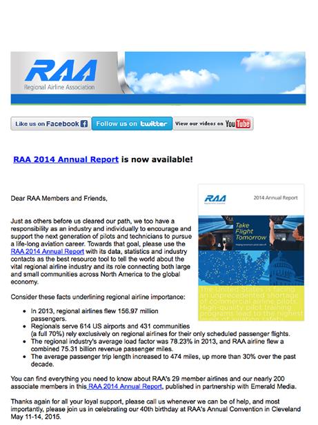 updates on RAA activities and relevant Industry
