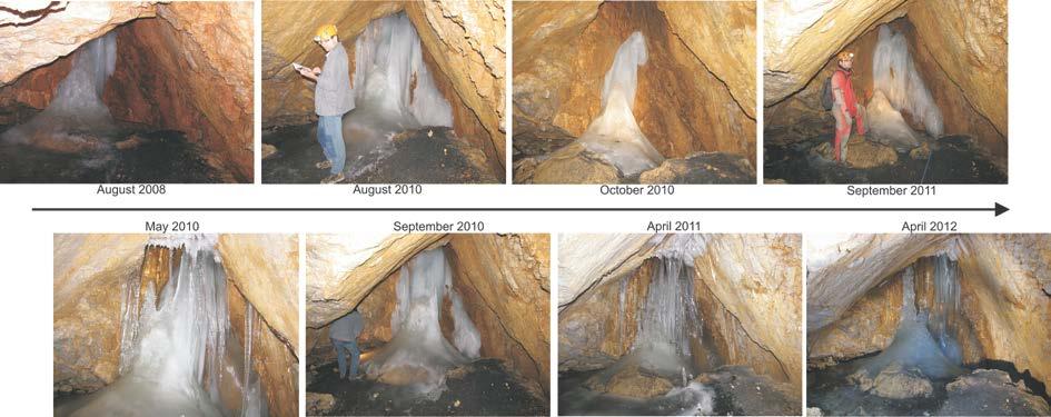 Volumen ledu se spreminja v vseh ledenih jamah.
