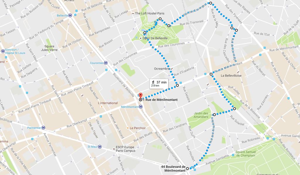 44 Boulevard de Ménilmontant, 75020 Paris to 1 Rue de Ménilmontant, 75020 Paris - Google Maps 01/09/2016 14:24 44 Boulevard de Ménilmontant, 75020 Paris to 1 Rue de Ménilmontant, 75020 Paris Walk 2.