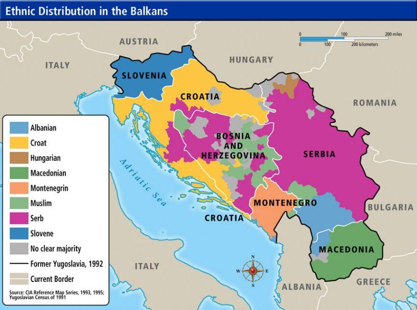 and the Albanians also present within the region. Although the map demonstrates majorities, large populations of minorities are mixed into many regions, resulting in a lot of overlapping territories.