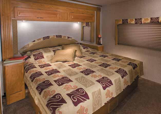The Bedroom offers a luxurious queen-size, high-quality innerspring mattress and overhead storage for books, perfect to enjoy by the