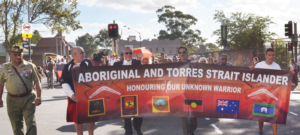 Babana Aboriginal Men s Group Founder and Chairperson, Mark Spinks (third from left) leads the 2016 Coloured Digger March which he and his small team created over a decade ago.