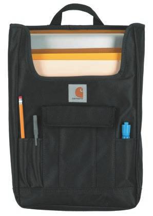 folders, and can even hold a laptop Main front pocket with flap Three utility slots for