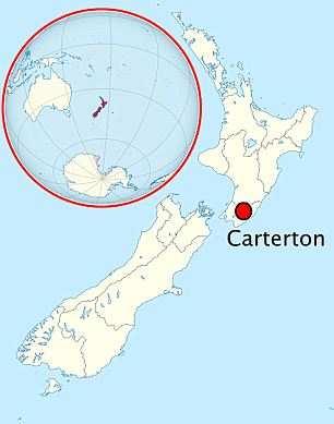 This map shows the location of Carterton, New Zealand, where the horrifying balloon crash happened 'And it shot up in the air, which I guess was because of the heat and we saw two people jump out and