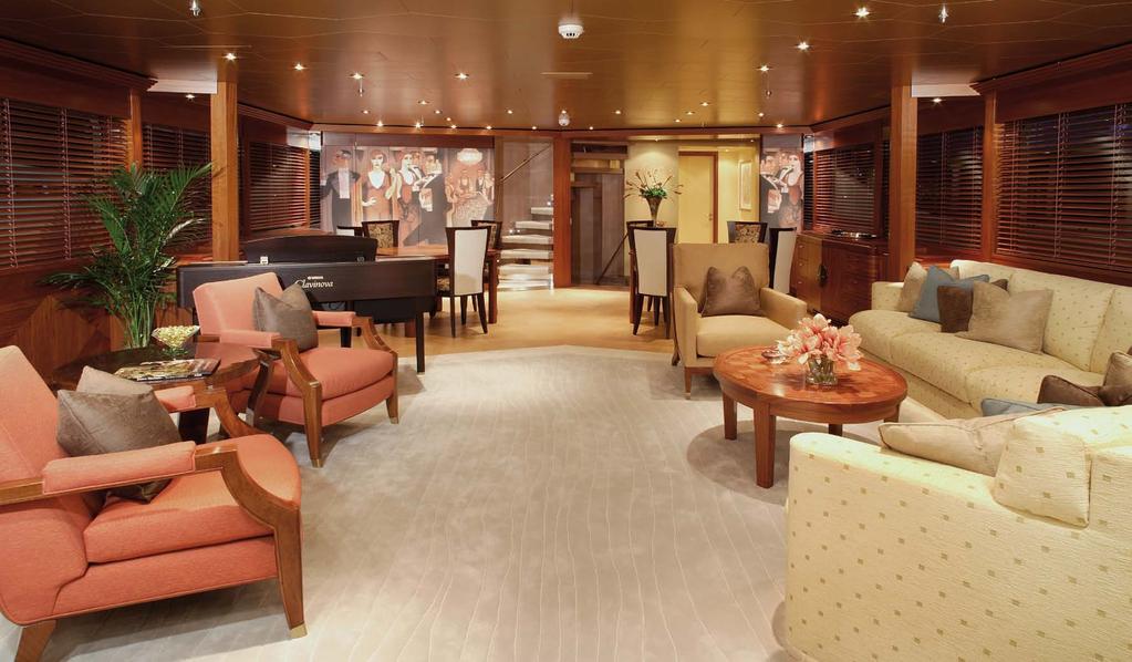Main Deck Bridge Deck Inspired by 1930s French salons, Perle Bleue s main lounge is