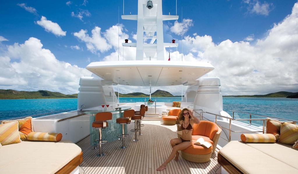 The sky lounge opens seamlessly onto the huge aft deck to create a single combined