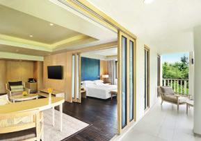 The majority of accommodation here comes in the form of swanky pool villas and suites decked out with ultra-luxe