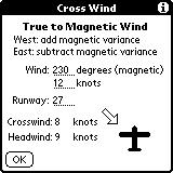 E6B Functions The Options menu contains a Cross Wind item.