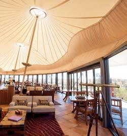the tent-like accommodation is built on steel stilts and aims to provide a luxury camping experience. Guests are expected to walk on the designated paths to minimise environmental impacts.