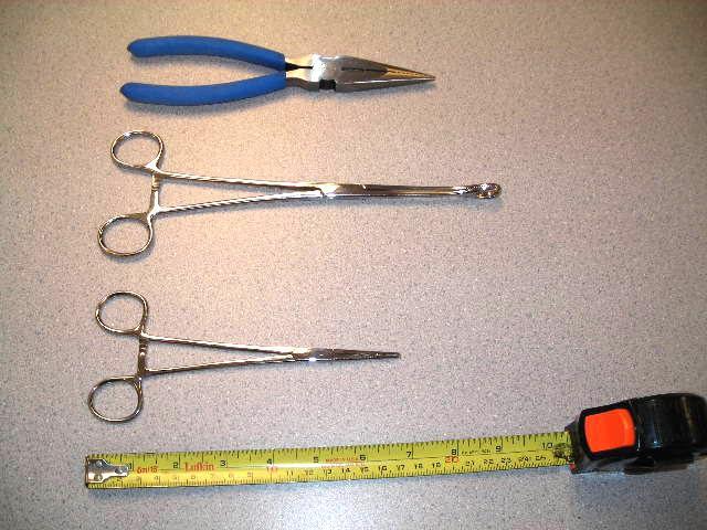 Pick up needles using tool (Duty 2, Task 2) (continued) Figure 4: Long-nosed pliers or short or long forceps can be used to pick up needles.