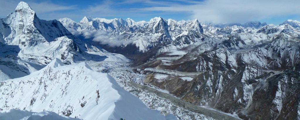 The Island Peak climbing expedition is a first Himalayan experience that covers glacier travel, moderate ice and snow climbing and along with ascending the height of a 6189 m peak.