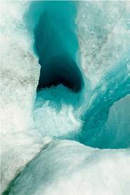crevasses/ moulins on the ice surface or at the