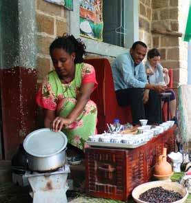 Ethiopian food is eaten with your hands, and served on communal plates. Every restaurant will have hand washing stations.
