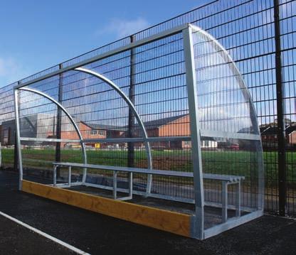 The lower structure can be clad in coloured polyethylene sheet different colours are available to suit your club. The shelter is also available with bench seating and table if required.