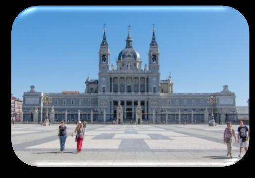 Paseo del Prado: Saint Jerome Royal Churh, Cibeles Fountain, Palacio de Comunicaciones Madrid of the