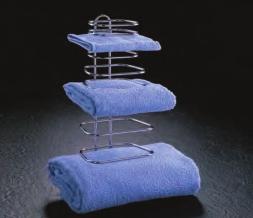 Towel Tree Large wall towel tree Holds 21 assorted bath towels Steel Dimensions: 38in H x 8in W (4 ½ in Deep) Weight: 8lbs Model # Finish Case QTY 01-1065 Chrome 4 pcs