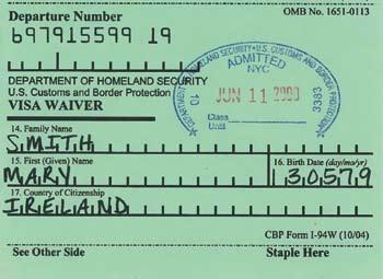 Departure Records CBP Form I-94 Departure Record CBP