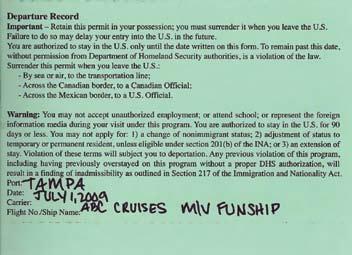 A CBP Form I-94 Departure Record must be submitted for each passenger who was issued a CBP Form I-94 upon initial arrival in the United States with the following exceptions: Passengers in possession