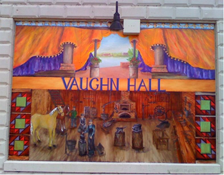 The bottom one has Montello quilt blocks on the sides and the top of it represents the stage curtain upstairs in Vaughn