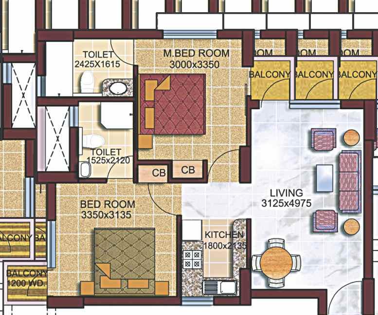 Z A R 2/3 BHK Apartments 3 Bedroom Executive Apartments G+13 3 Bedroom