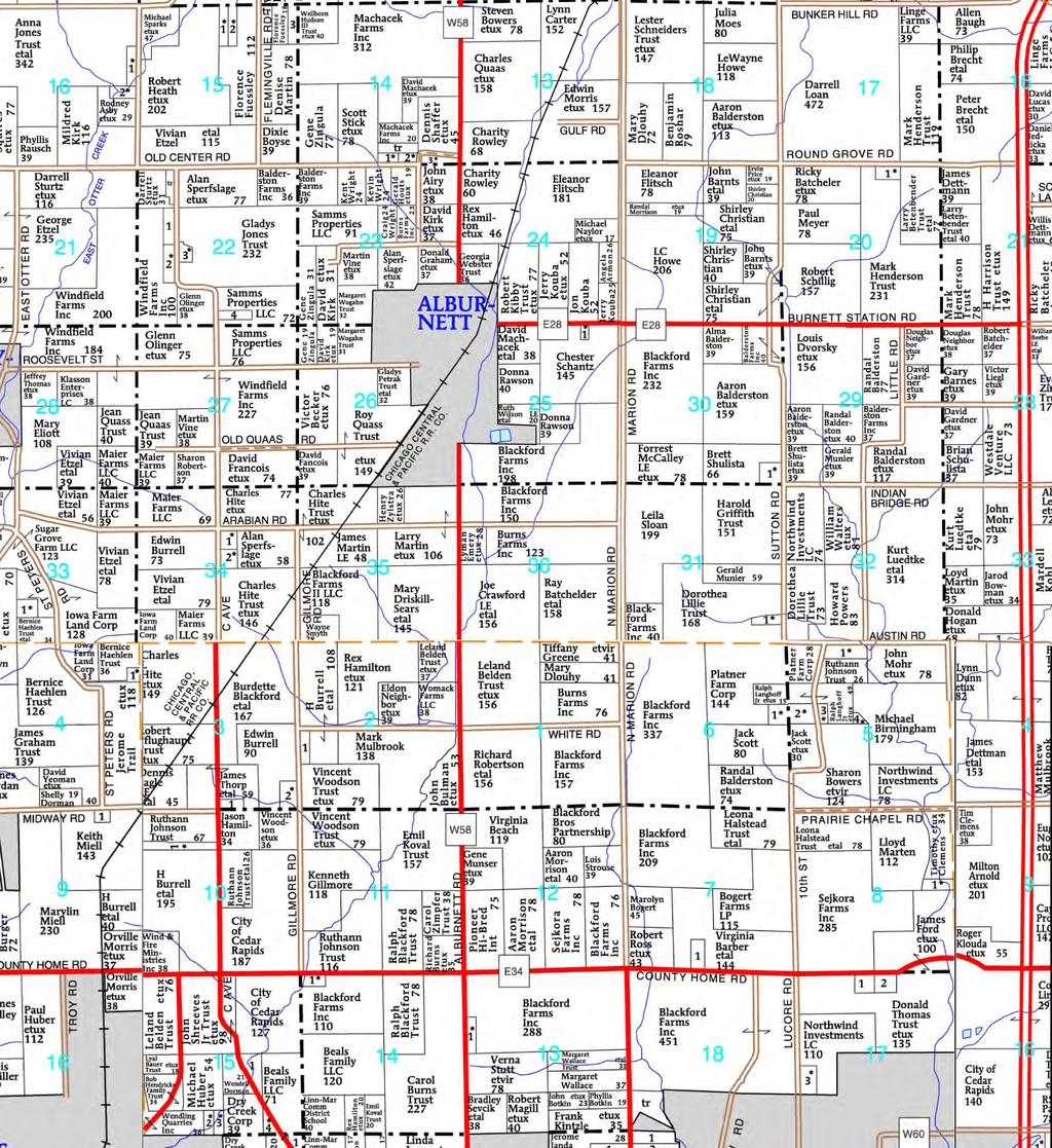 Plat Map W58 ALBURNETT Burnett Station Rd. Old Quaas Rd. HOUSE Alburnett Rd.
