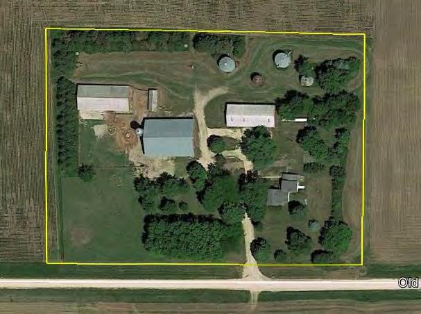 Aerial Photo Google Earth Imagery Date: 6/12/2014 Cattle Shed: 40 x 86, steel roof and dirt floor. Livestock Barn: 60 x 80, this is one of the neatest older barns in the area.