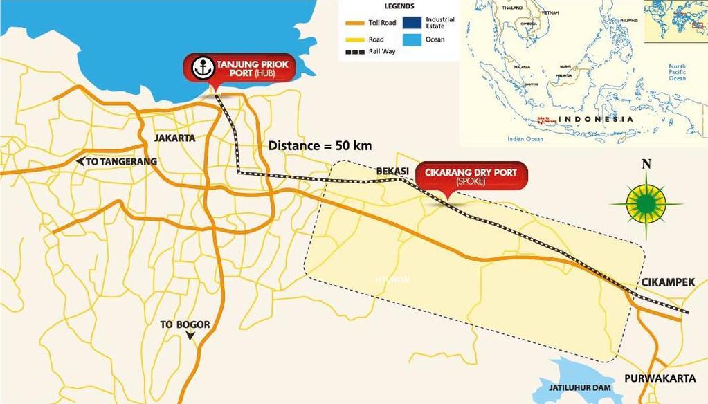 2 Enhancing Kota Jababeka's value proposition: Cikarang Dry Port Strategic location in the heart of the largest manufacturing zone along the Bekasi-Cikampek