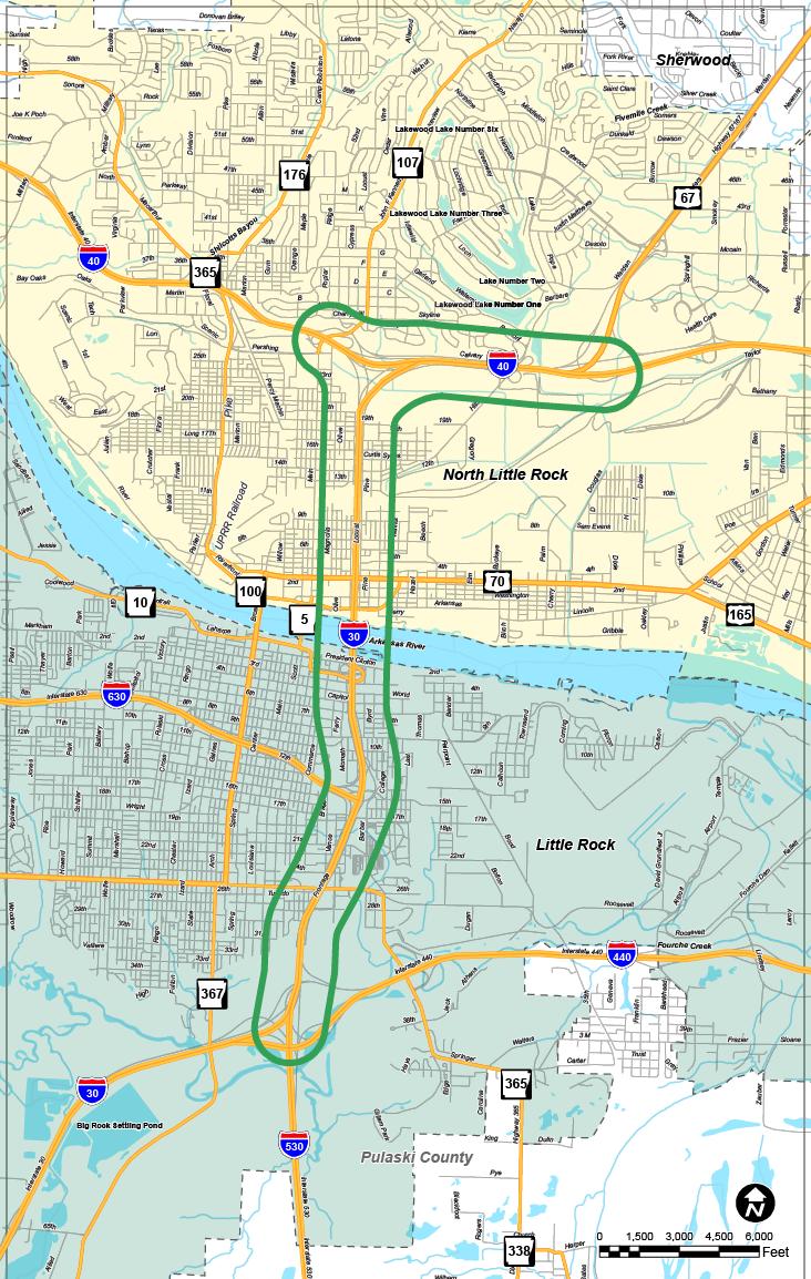 I-30 Corridor Project Review Proposed Study Area It is approximately 6.7 miles in length and extends through portions of Little Rock and North Little Rock.