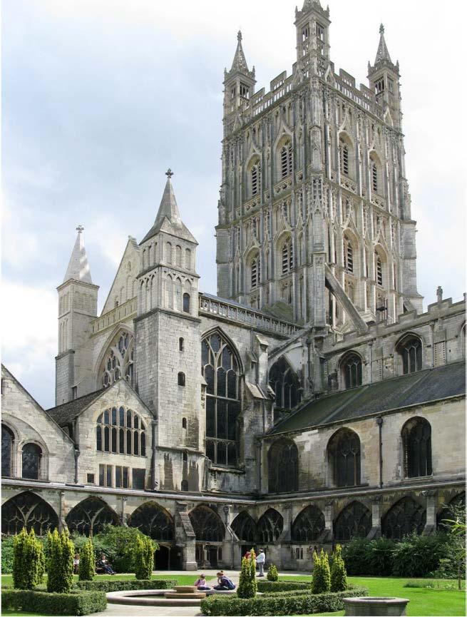 9. Gloucester Cathedral Gloucester Cathedral has been a place of Christian worship continuously for over 1,300 years since Osric, an Anglo- Saxon prince, founded a religious house on the site in