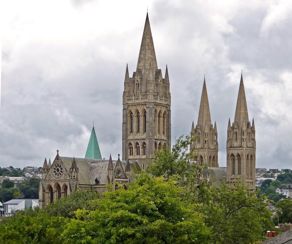 12. Truro Cathedral Located in Cornwall, Truro Cathedral was built between 1880 and 1910 in a Gothic Revival design. It is one of only three cathedrals in England with three spires.