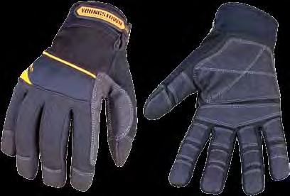 glove featuring a padded, one-layer synthetic suede palm with