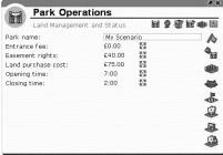 Park Land Panel Financial Options Panel 7 0 9 6 8 4 5 4 0 9 7 8. Scenario Name Click to edit.. Open/Closed Start scenario with park open or closed.