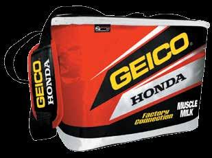 95 SMOOTH INDUSTRIES GEICO HONDA CINCH BAG Polyester cinch bag that features Team inspired graphics and an outside front zip compartment One large main zip compartment and a small zip