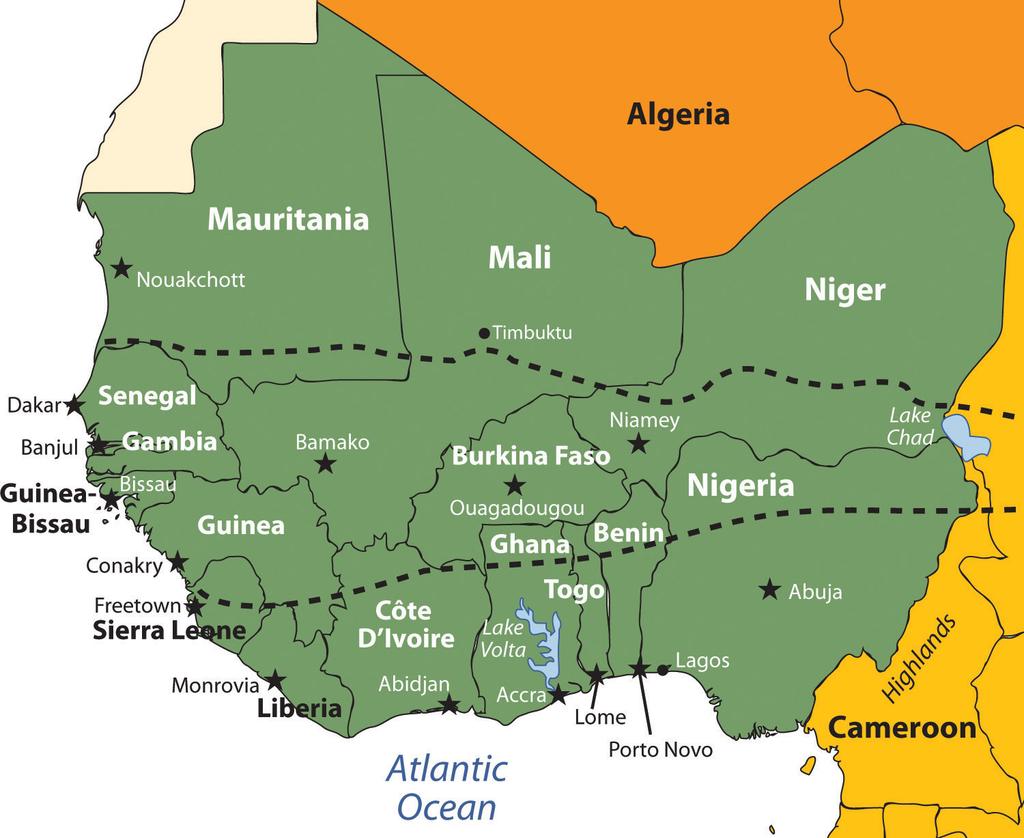 often clash in the areas where they meet. Traditional beliefs and animist religions are also practiced in the African Transition Zone. Figure 7.