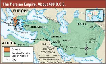 Section 1 Introduction In the 400s B.C.E., the vast Persian Empire extended from the Middle East and northeastern Africa to modern-day Pakistan. The Persians wanted to claim Greece as well.