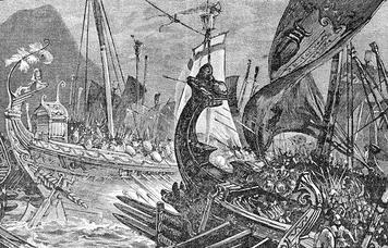Section 5 the Battle of Salamis In 480 B.C.E., as news of the Greek defeat at Thermopylae reached Athens, its citizens panicked. They boarded ships and sailed for nearby islands.
