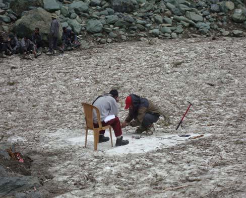 training activities of students at Chandanwari Glacier.