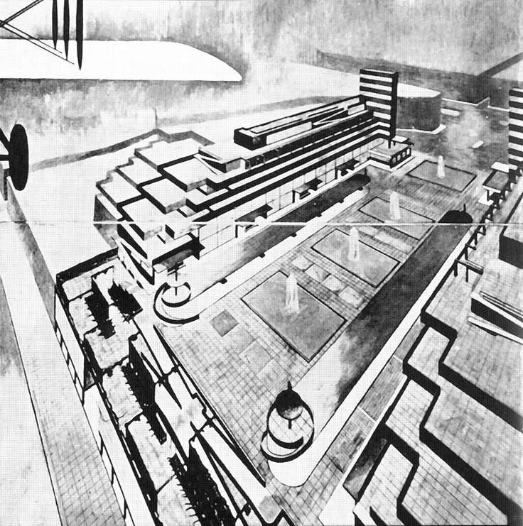 [Слика 3.2.1] Никола Добровић, Теразијска тераса, конкурсни рад, перспективни приказ, 1929 30.