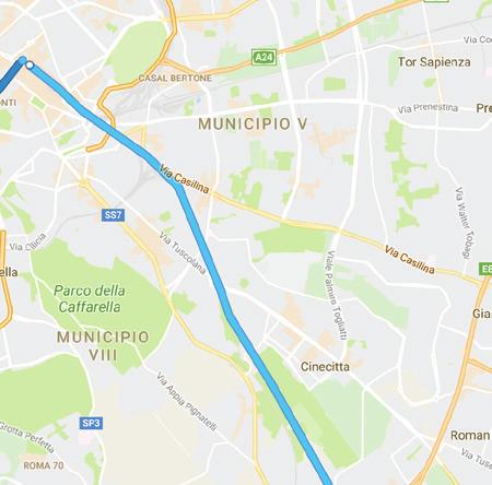the roundabout, take the 1st exit onto SP217 heading to Marino/Roma/Turn left onto Via dei Laghi/SP217